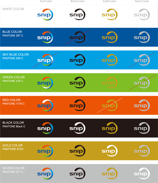 (가로) Full Color, Black Color, Gold Color, Silver Color (세로) WHITE COLOR, BLUE COLOR(PANTONE 287 C), SKY BLUE COLOR(PANTONE 299C), GREEN COLOR(PANTONE 376 C), RED COLOR(PANTONE 1778 C), BLACK COLOR(PANTONE Black C), GOLD COLOR(PANTONE 872C), SILVER COLOR(PANTONE 877 C)